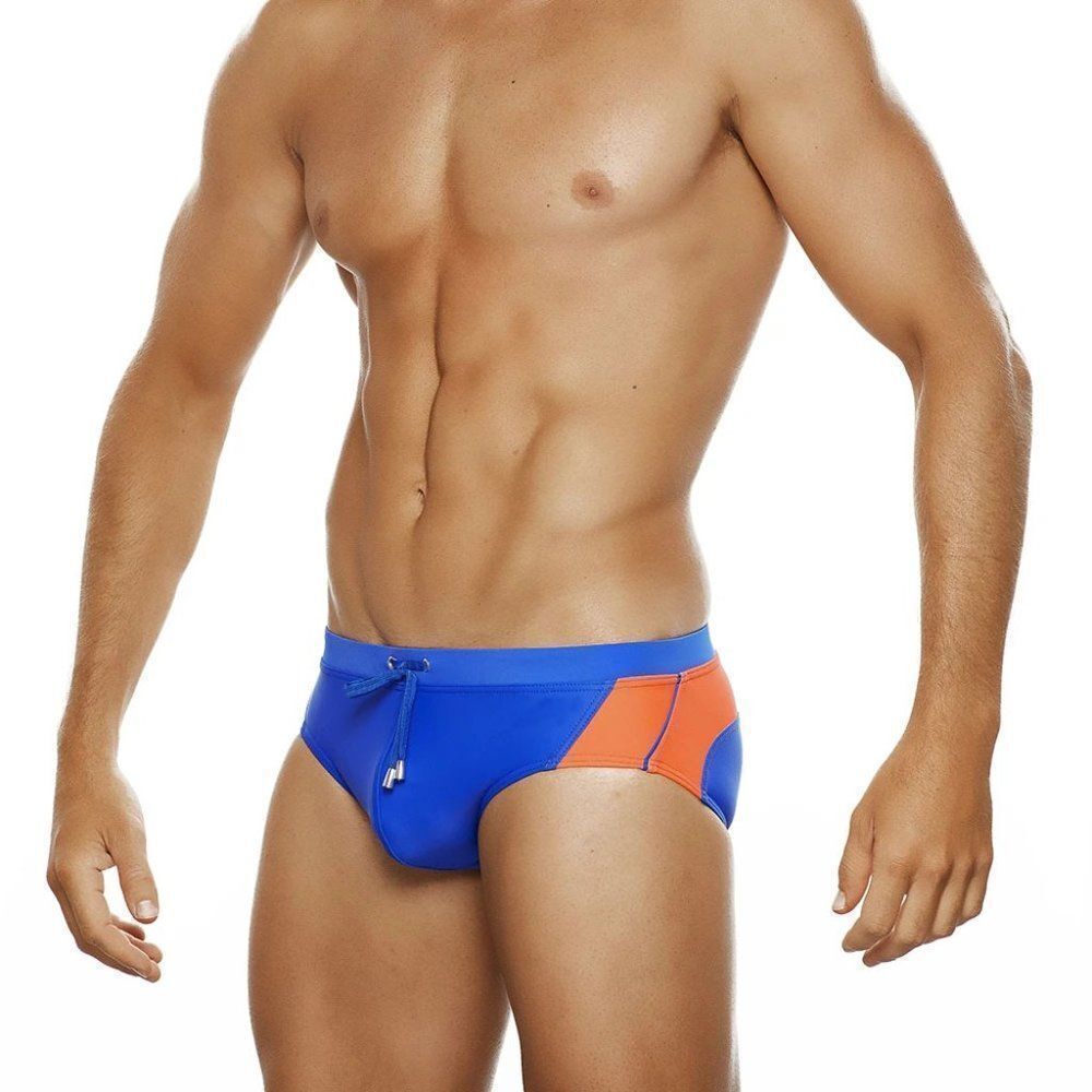 Men's Racing Stripes Speedo Beach Bikini Swimwear Orange Size S